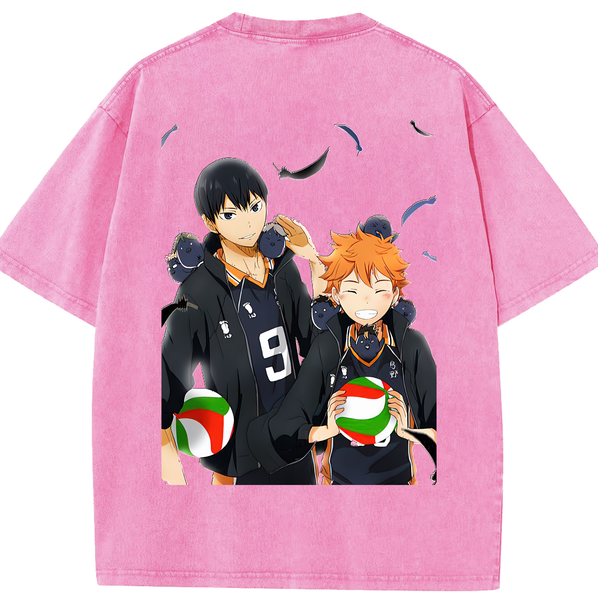 （画像用） ハイキュー!! Haikyu!! 綿100% ヴィンテージ風 半袖Tシャツ（背面プリント）